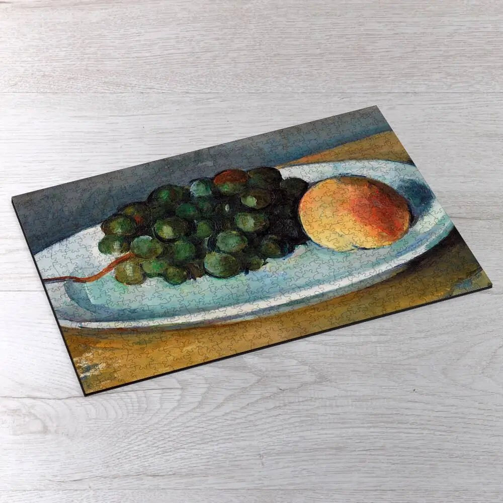 Grapes and Peach on a Plate Puzzle - PuzzlesPrint