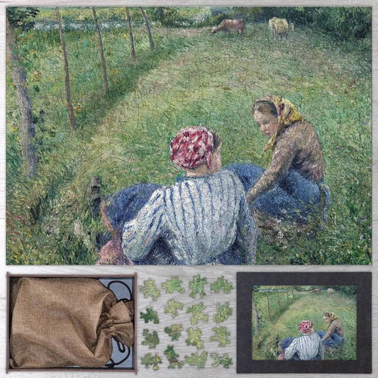 Young Peasant Girls Resting in the Fields near Pontoise Puzzle - PuzzlesPrint