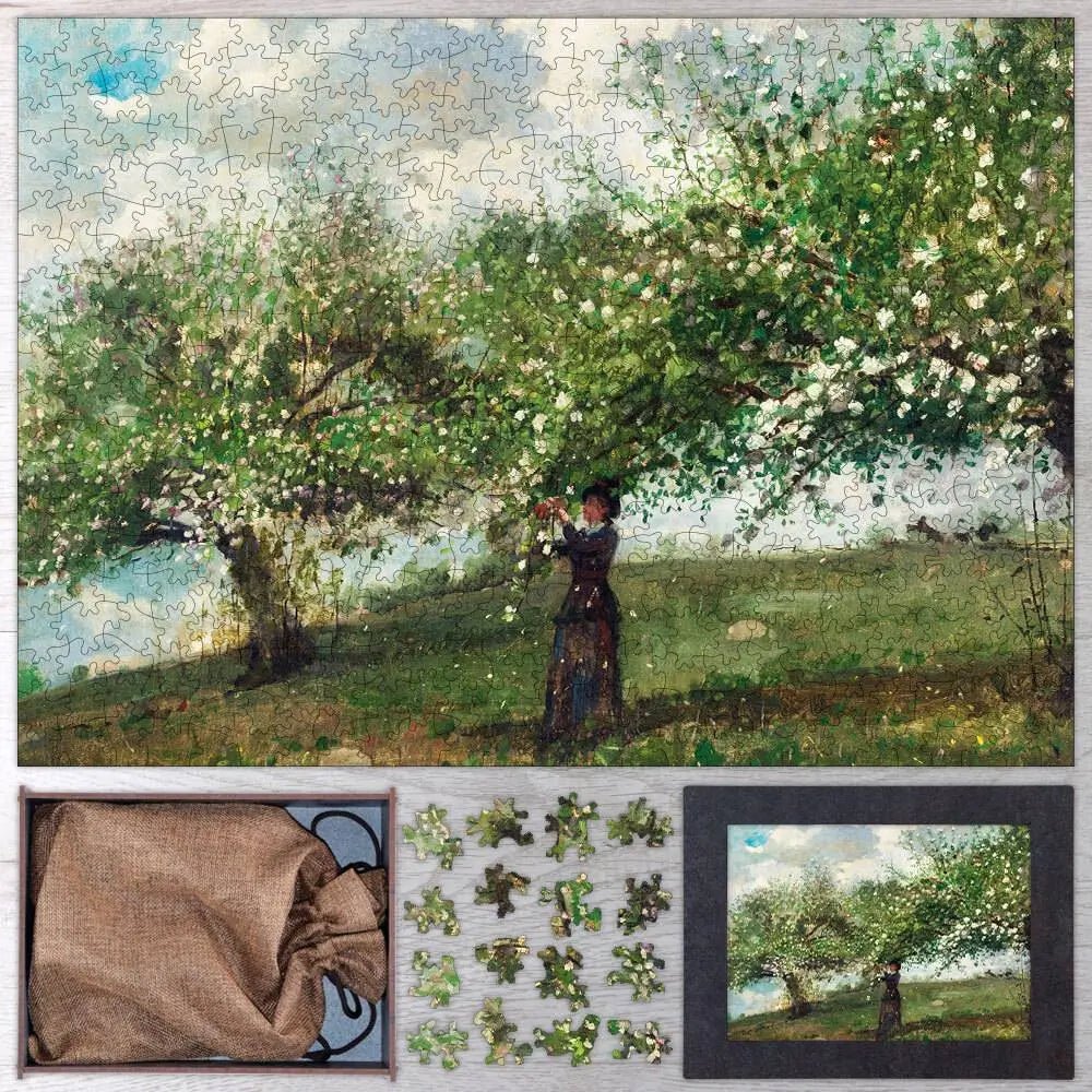 Girl Picking Apple Blossoms Puzzle - PuzzlesPrint