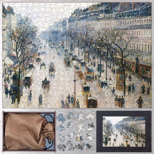 The Boulevard Montmartre on a Winter Morning Puzzle - PuzzlesPrint