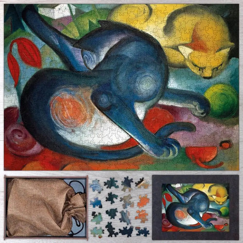Two Cats, Blue and Yellow Puzzle - PuzzlesPrint