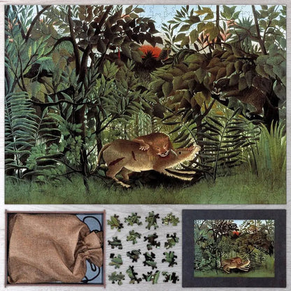 The Hungry Lion Throws Itself on the Antelope Puzzle - PuzzlesPrint