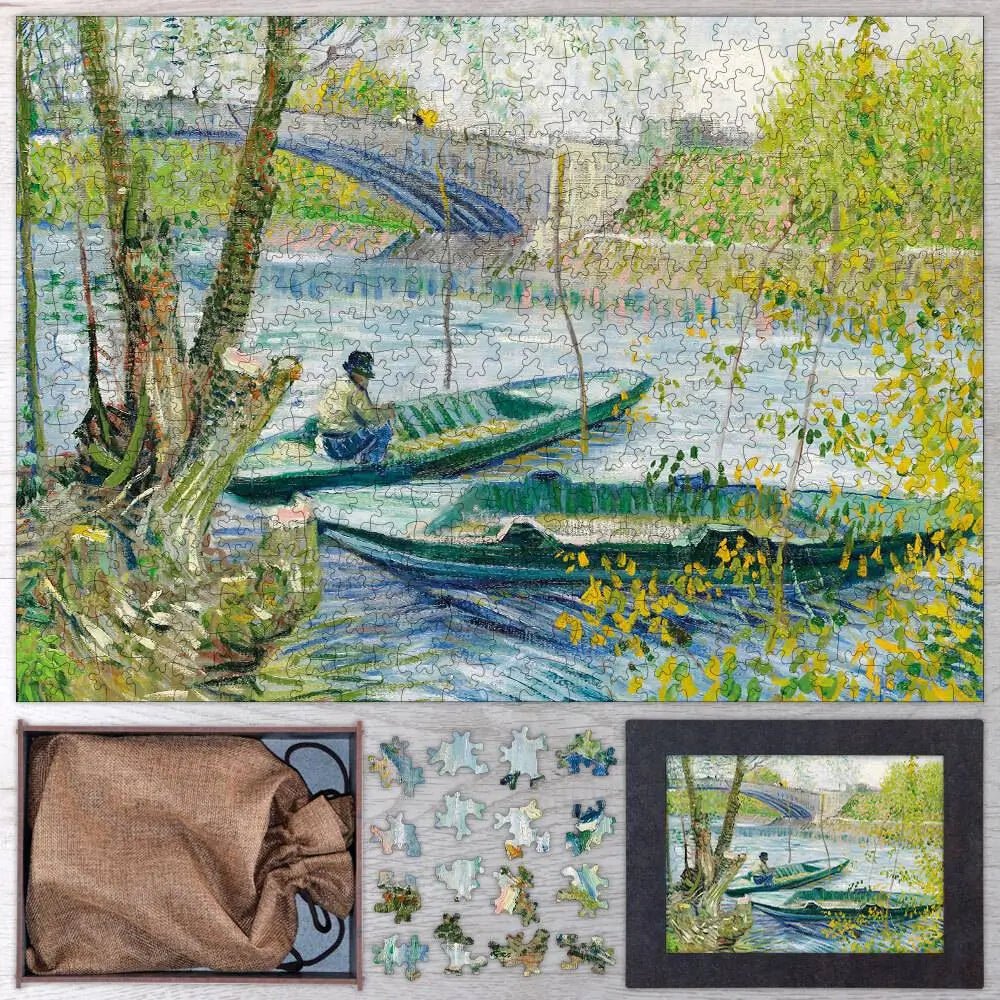 Fishing in Spring, the Pont de Clichy (Asnières) Puzzle - PuzzlesPrint