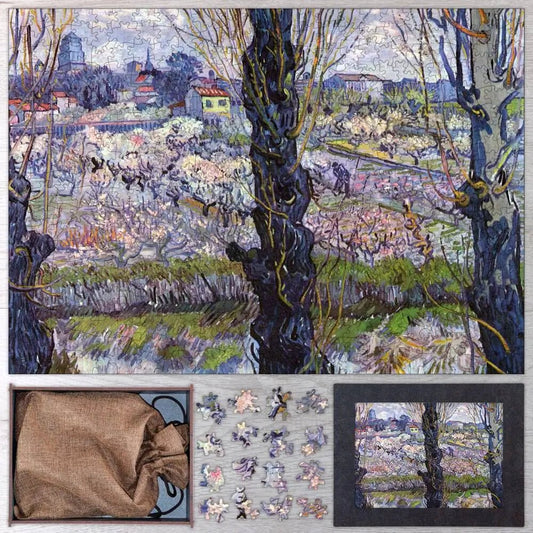 View of Arles, Flowering Orchards Puzzle - PuzzlesPrint
