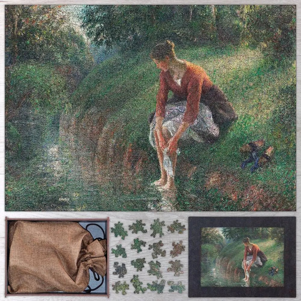 Woman Bathing Her Feet in a Brook Puzzle - PuzzlesPrint