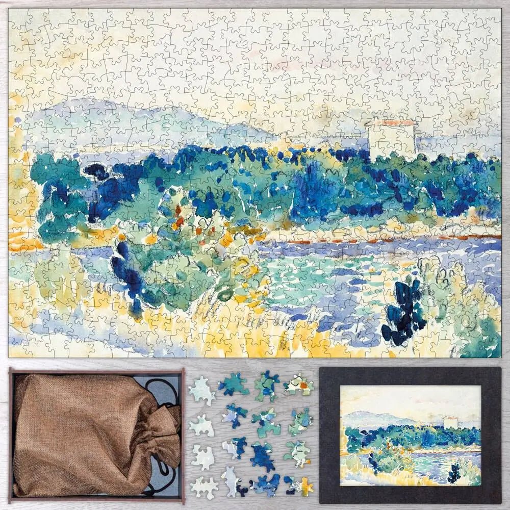 Mediterranean Landscape with a White House Puzzle - PuzzlesPrint