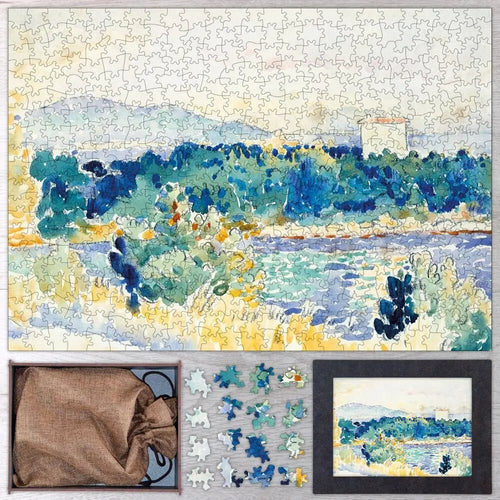 Mediterranean Landscape with a White House Puzzle - PuzzlesPrint