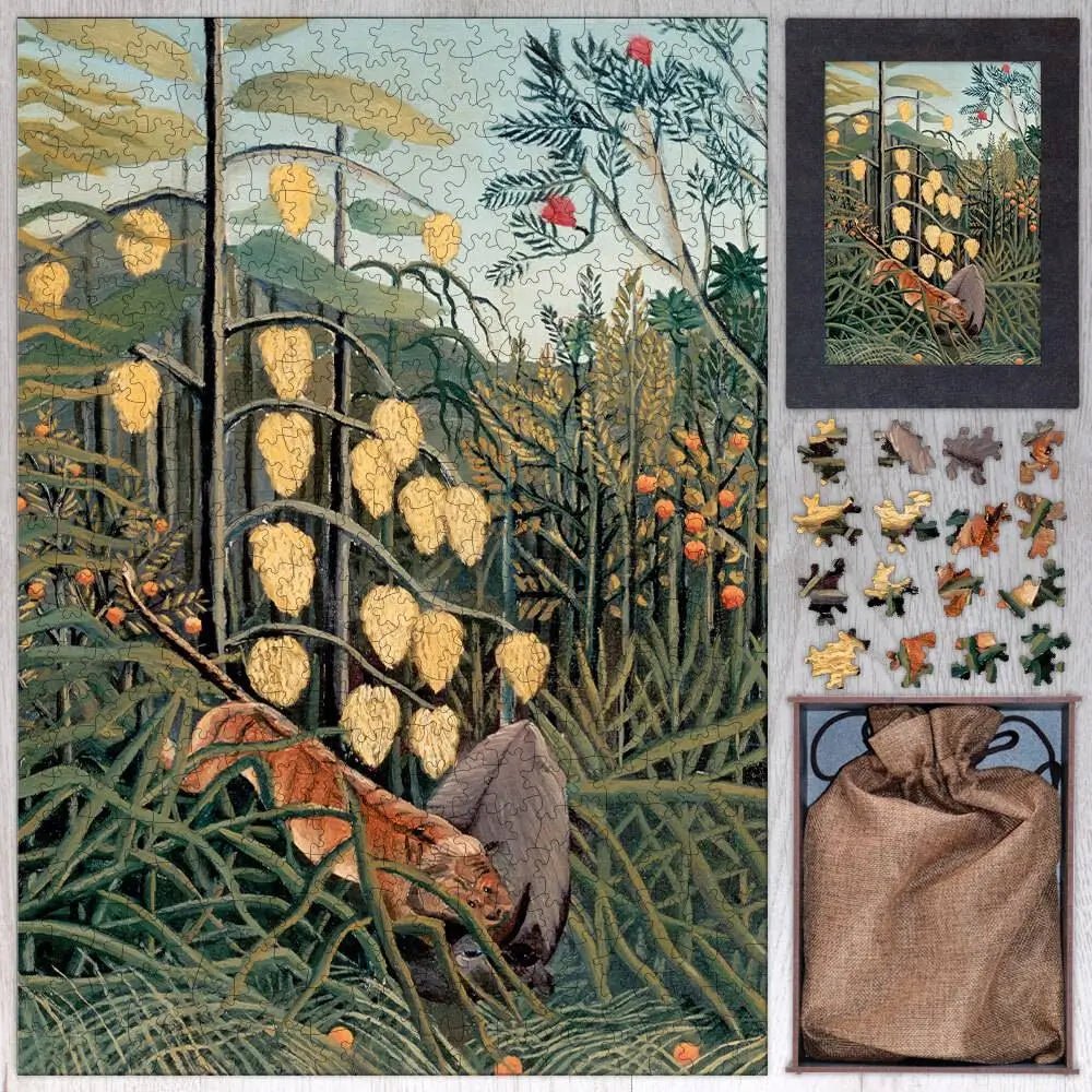 In a Tropical Forest, Struggle between Tiger and Bull Puzzle - PuzzlesPrint