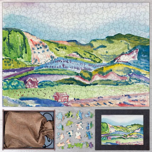 Mountain with Red House Puzzle - PuzzlesPrint