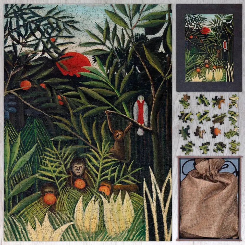 Monkeys and Parrot in the Virgin Forest Puzzle - PuzzlesPrint