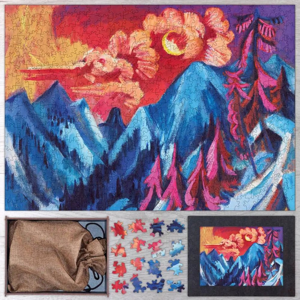 Winter Landscape in Moonlight Puzzle - PuzzlesPrint