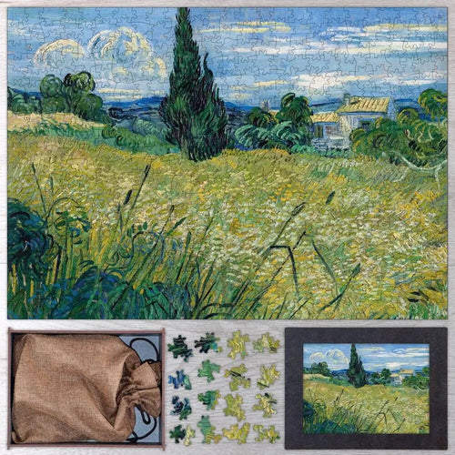 Green Wheat Field with Cypress Puzzle - PuzzlesPrint