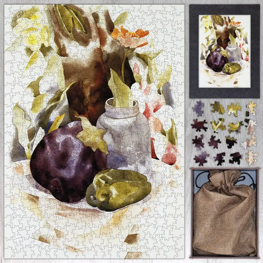 Eggplant and Green Pepper Puzzle - PuzzlesPrint
