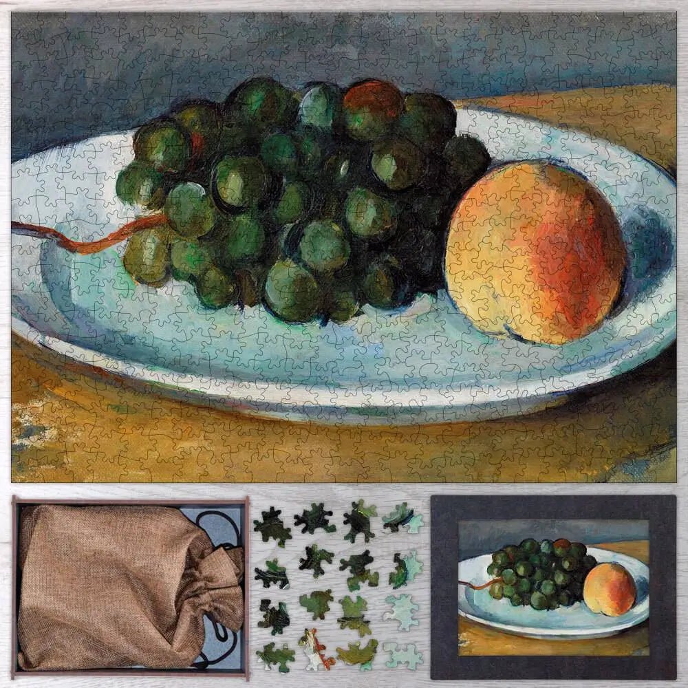Grapes and Peach on a Plate Puzzle - PuzzlesPrint