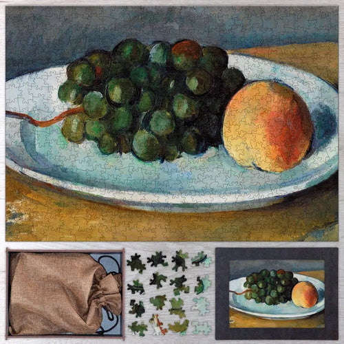 Grapes and Peach on a Plate Puzzle - PuzzlesPrint