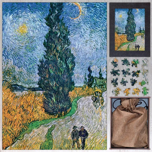 Road with Cypress and Star Puzzle - PuzzlesPrint