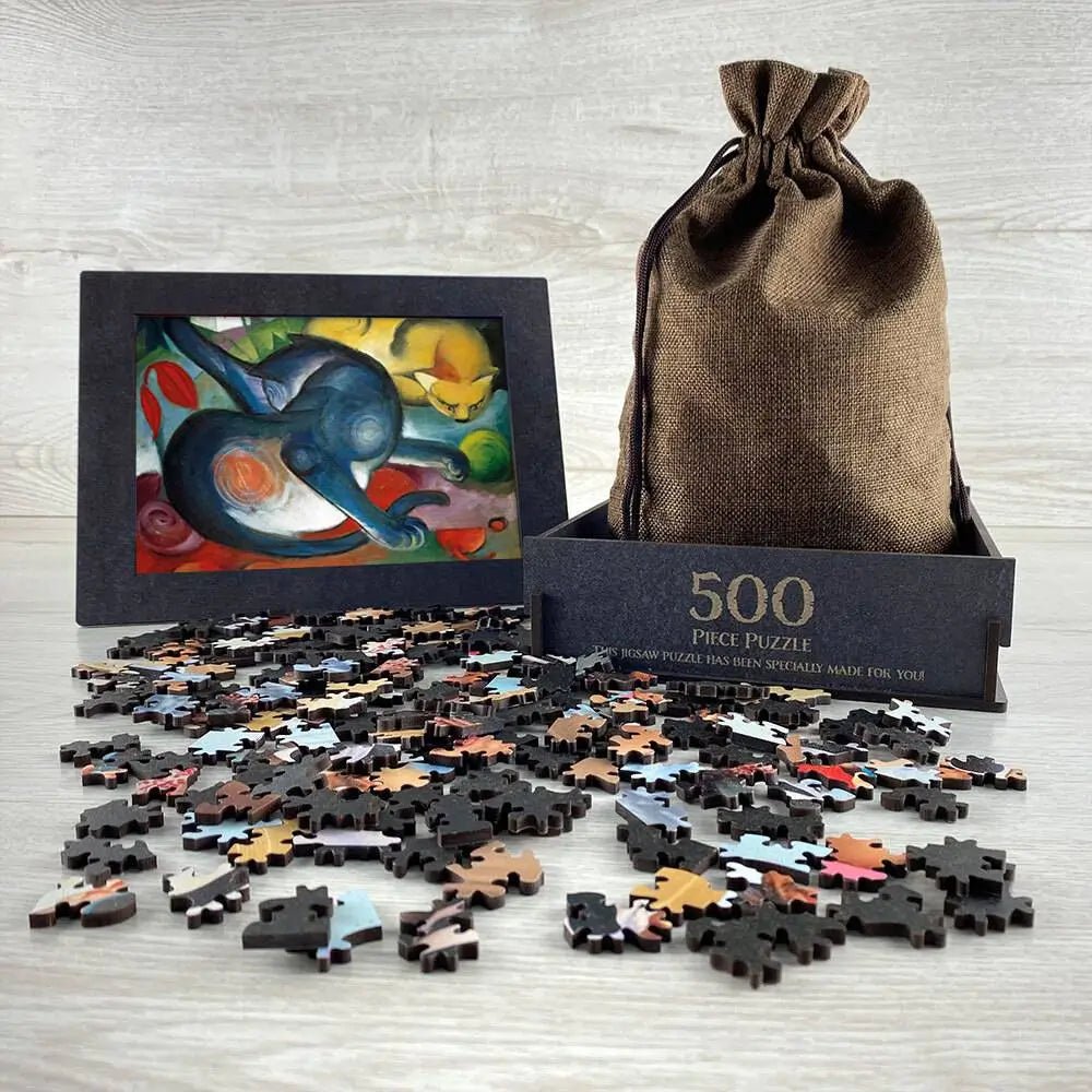 Two Cats, Blue and Yellow Puzzle - PuzzlesPrint