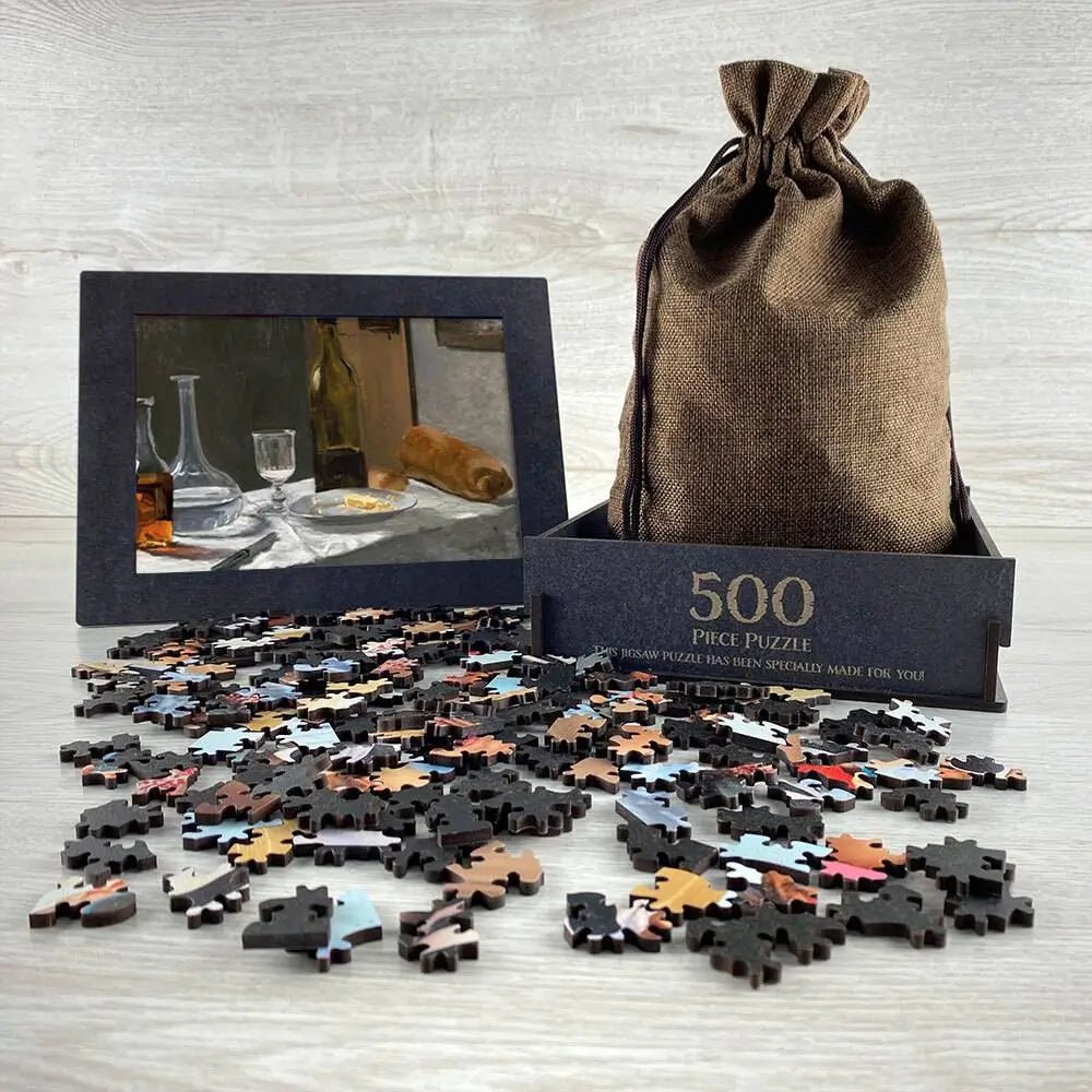 Still Life with Bottle, Carafe, Bread, and Wine Puzzle - PuzzlesPrint