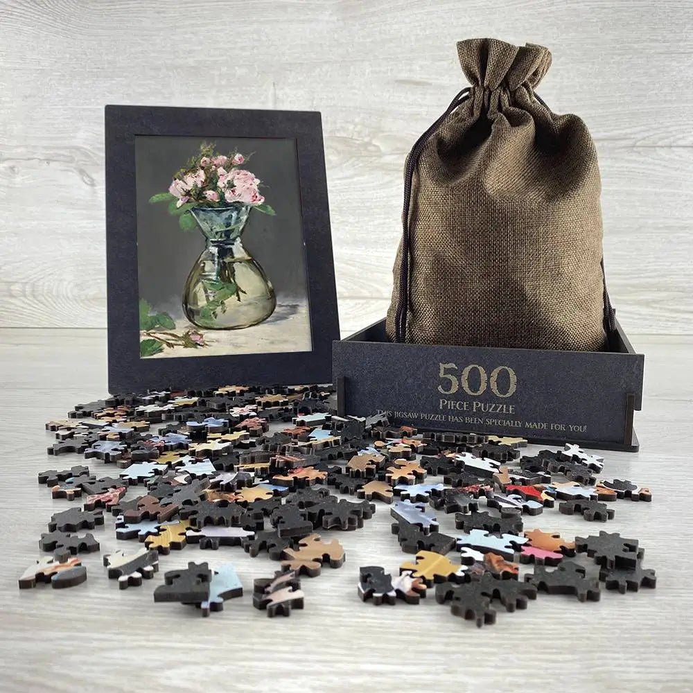 Moss Roses in a Vase Puzzle - PuzzlesPrint