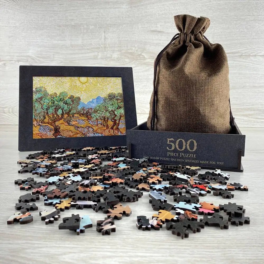 Olive Trees with Yellow Sky and Sun Puzzle - PuzzlesPrint