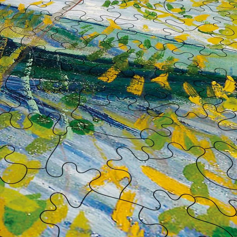 Fishing in Spring, the Pont de Clichy (Asnières) Puzzle - PuzzlesPrint