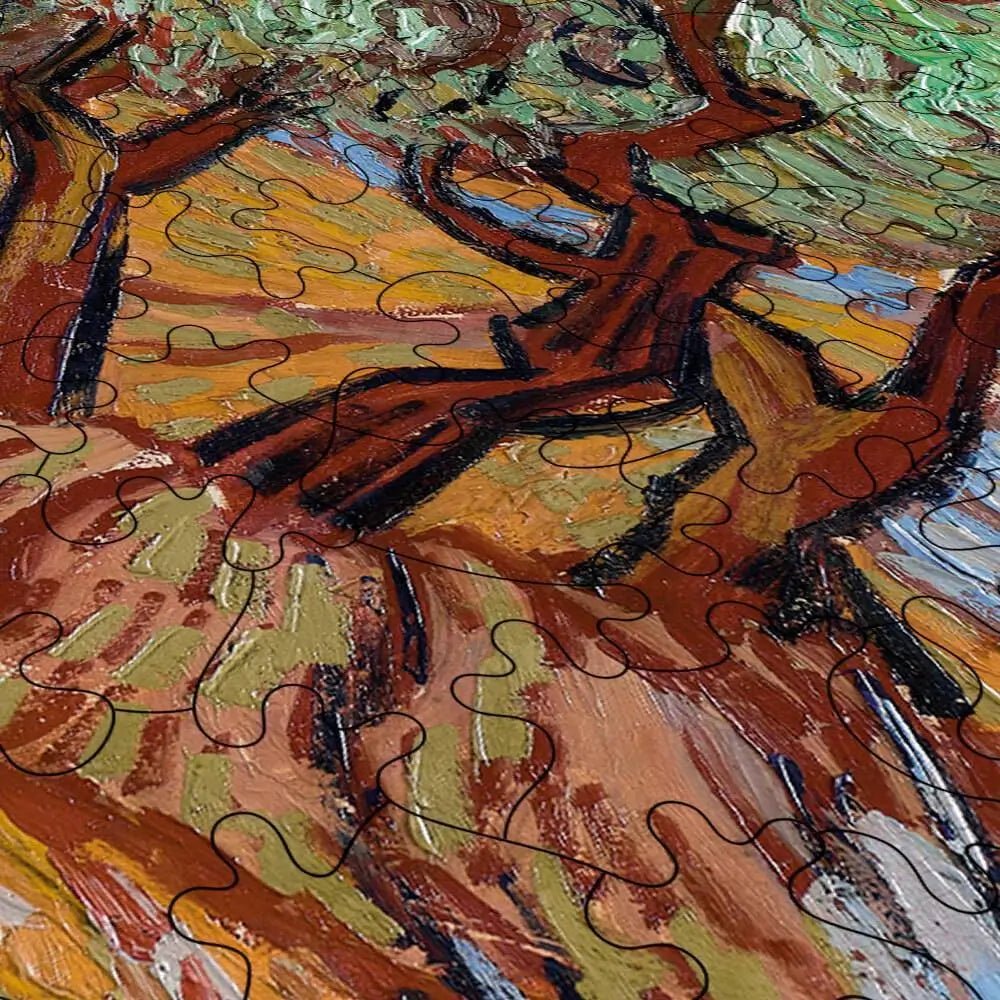 Olive Trees with Yellow Sky and Sun Puzzle - PuzzlesPrint