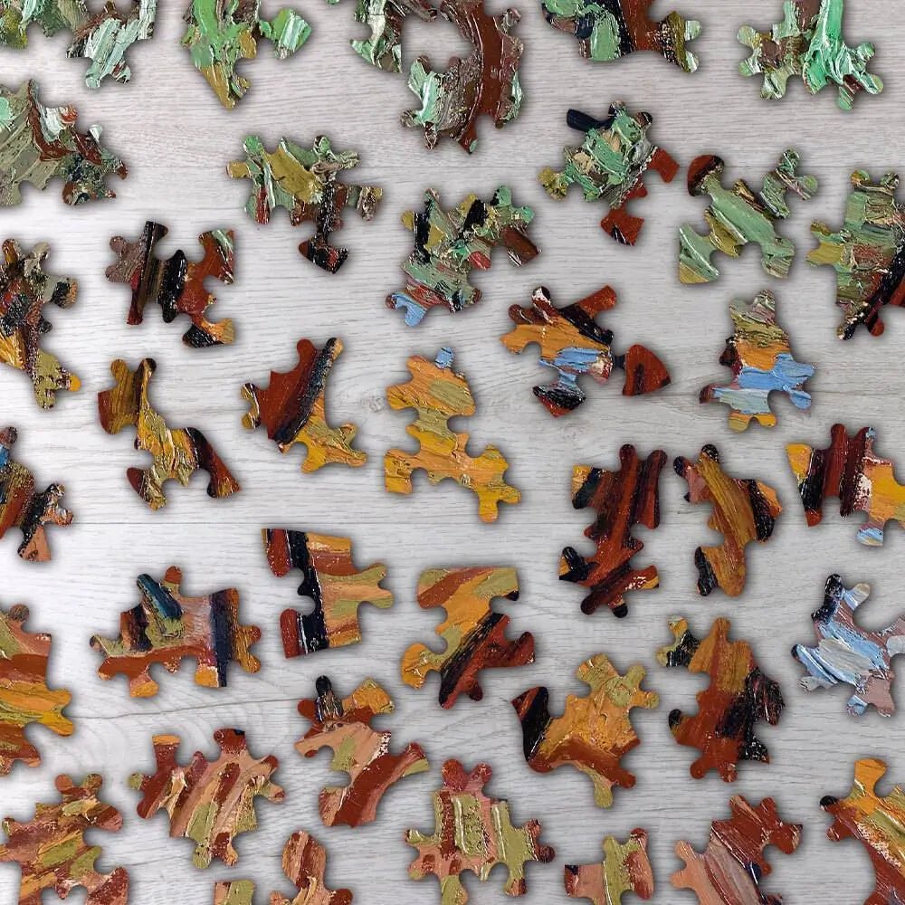 Olive Trees with Yellow Sky and Sun Puzzle - PuzzlesPrint