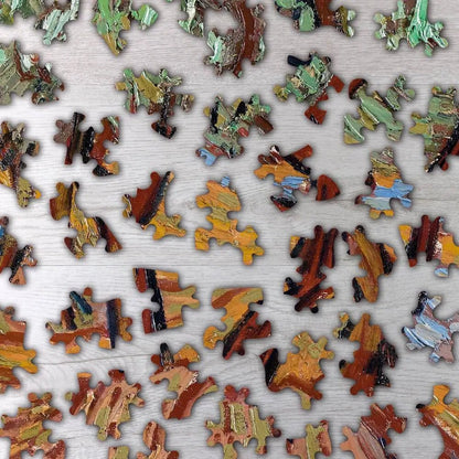 Olive Trees with Yellow Sky and Sun Puzzle - PuzzlesPrint