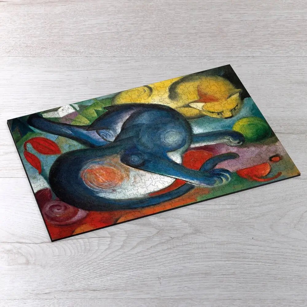 Two Cats, Blue and Yellow Puzzle - PuzzlesPrint