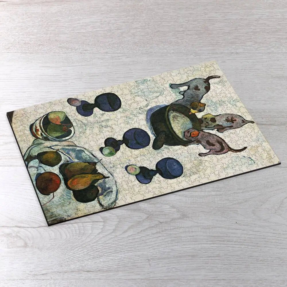 Still Life with Three Puppies Puzzle - PuzzlesPrint