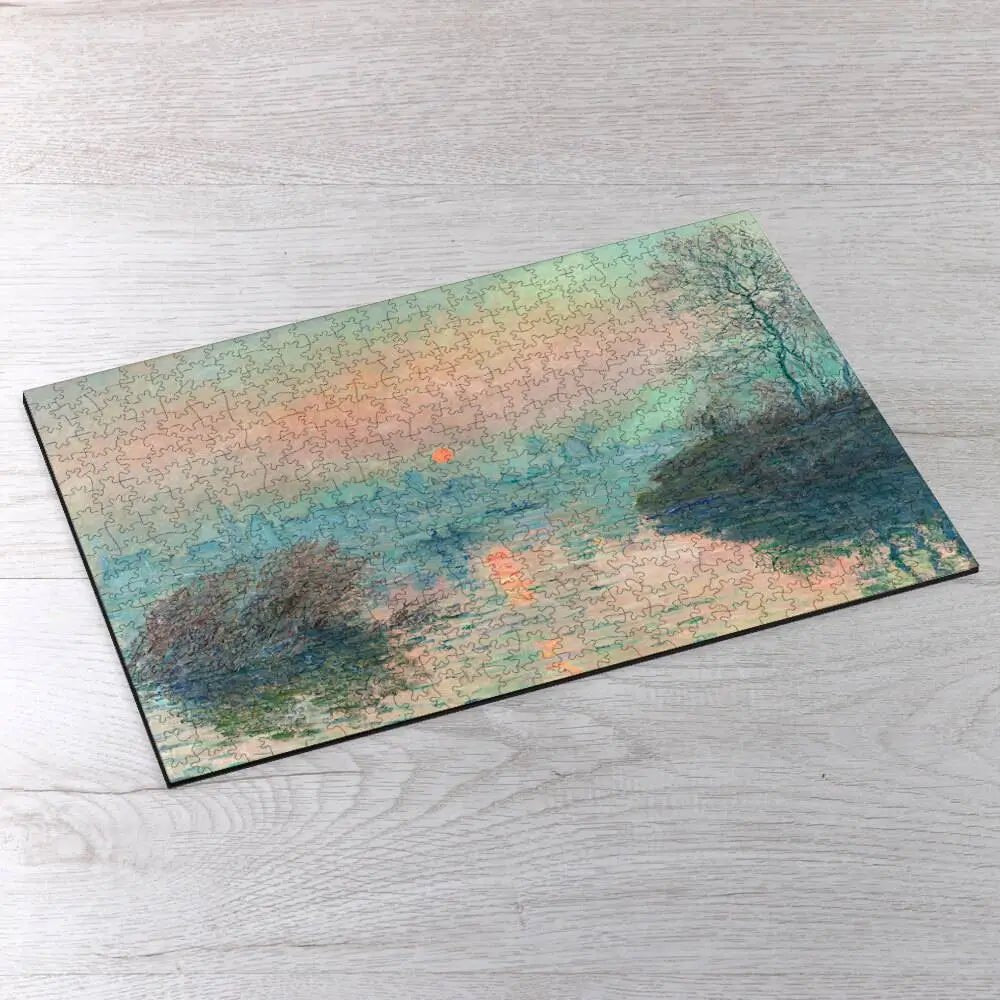 Sun Setting Over The Seine At Lavacourt, Winter Effect Puzzle - PuzzlesPrint