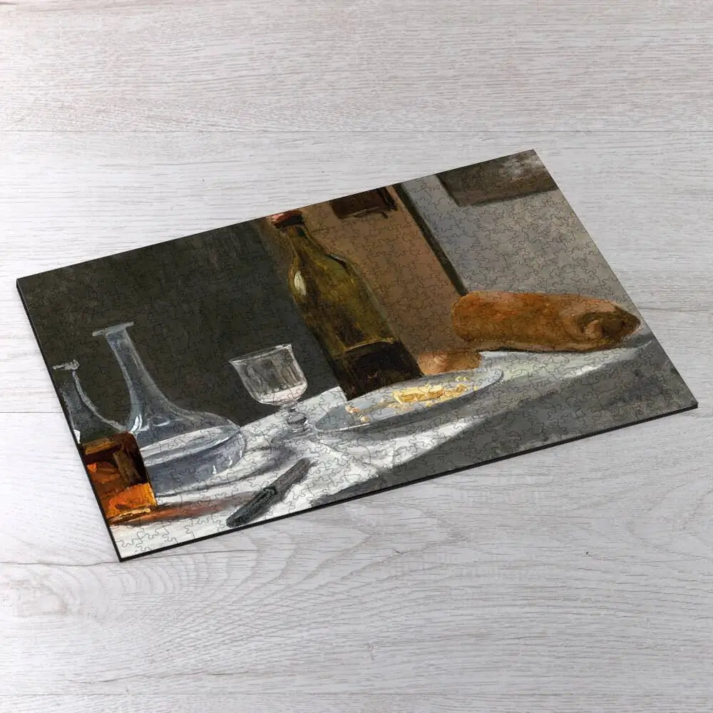 Still Life with Bottle, Carafe, Bread, and Wine Puzzle - PuzzlesPrint