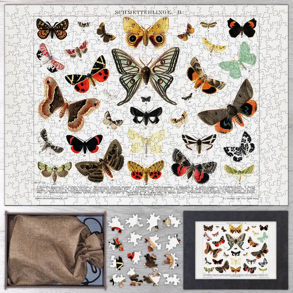Antique Butterfly and Moth Lithograph Puzzle - PuzzlesPrint