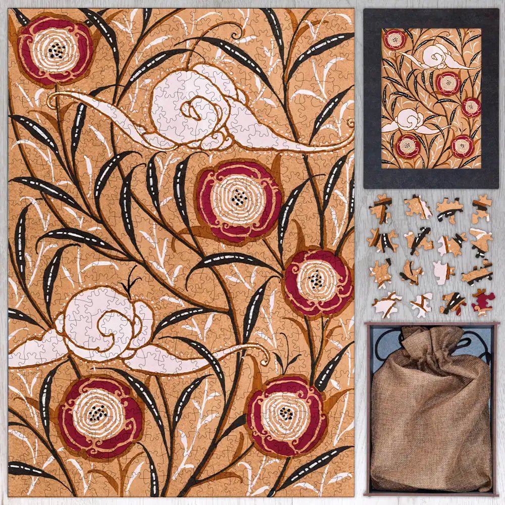 Art Nouveau Flower Pattern Puzzle - PuzzlesPrint