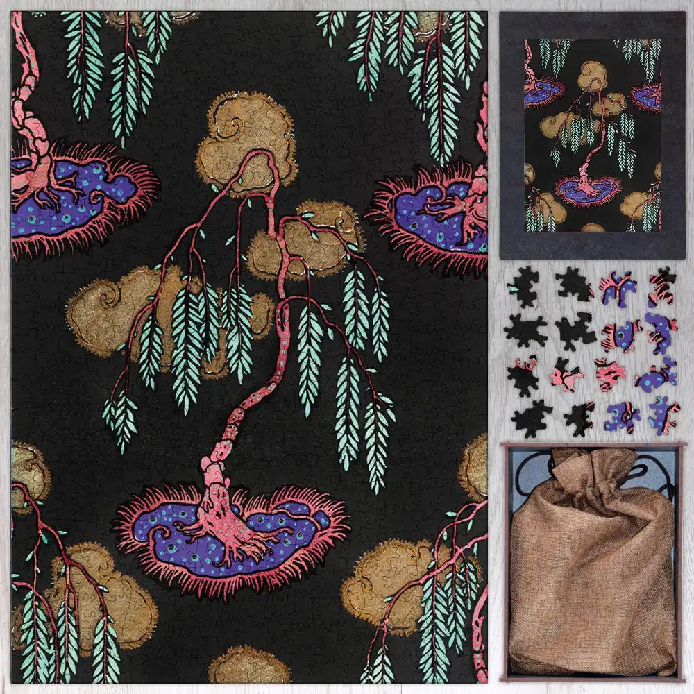 Tree Pochoir Pattern in Oriental Style Puzzle - PuzzlesPrint