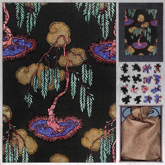 Tree Pochoir Pattern in Oriental Style Puzzle - PuzzlesPrint