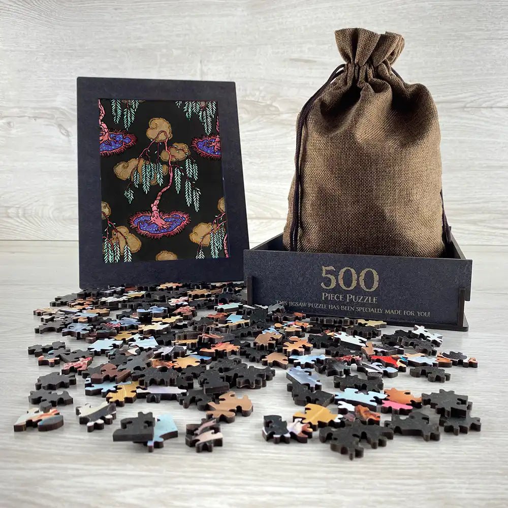 Tree Pochoir Pattern in Oriental Style Puzzle - PuzzlesPrint