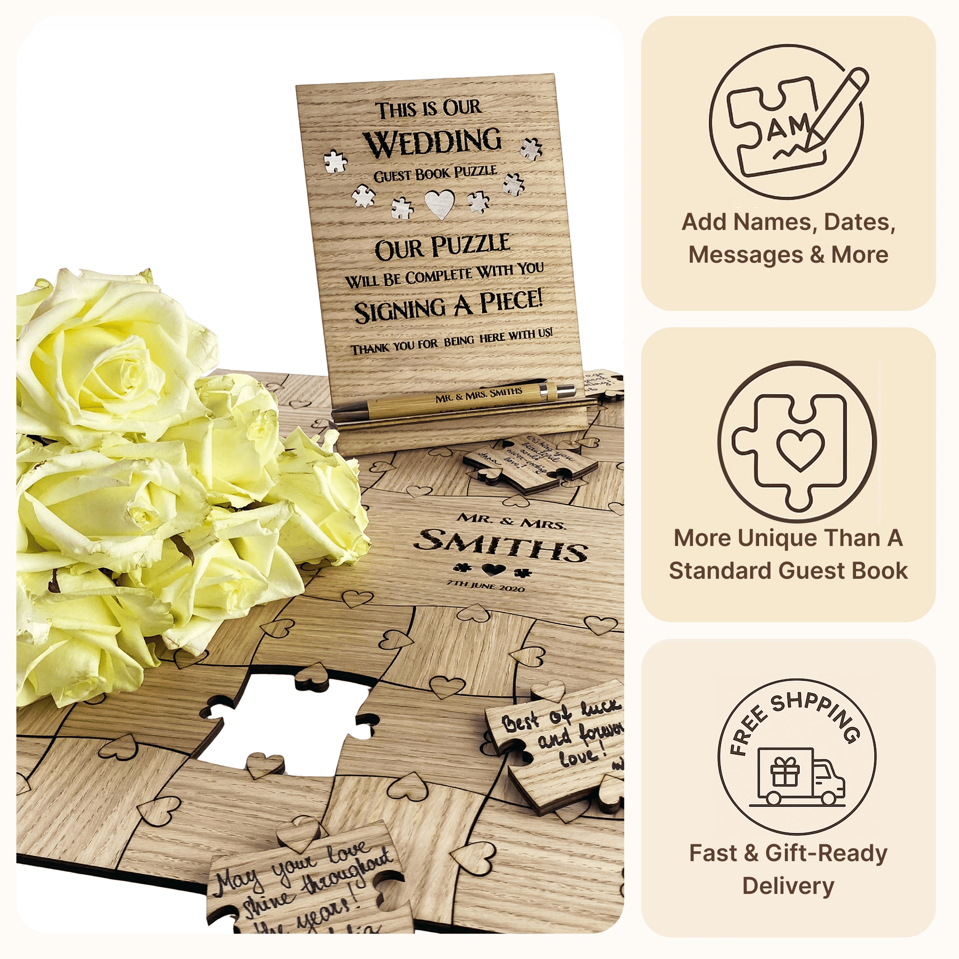 Wedding Guest Book Puzzle - Unique Guest Book Alternative - PuzzlesPrint