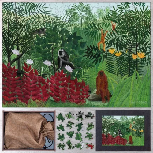 Tropisk skog med apor