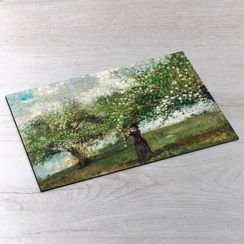 Girl Picking Apple Blossoms Picture Puzzle