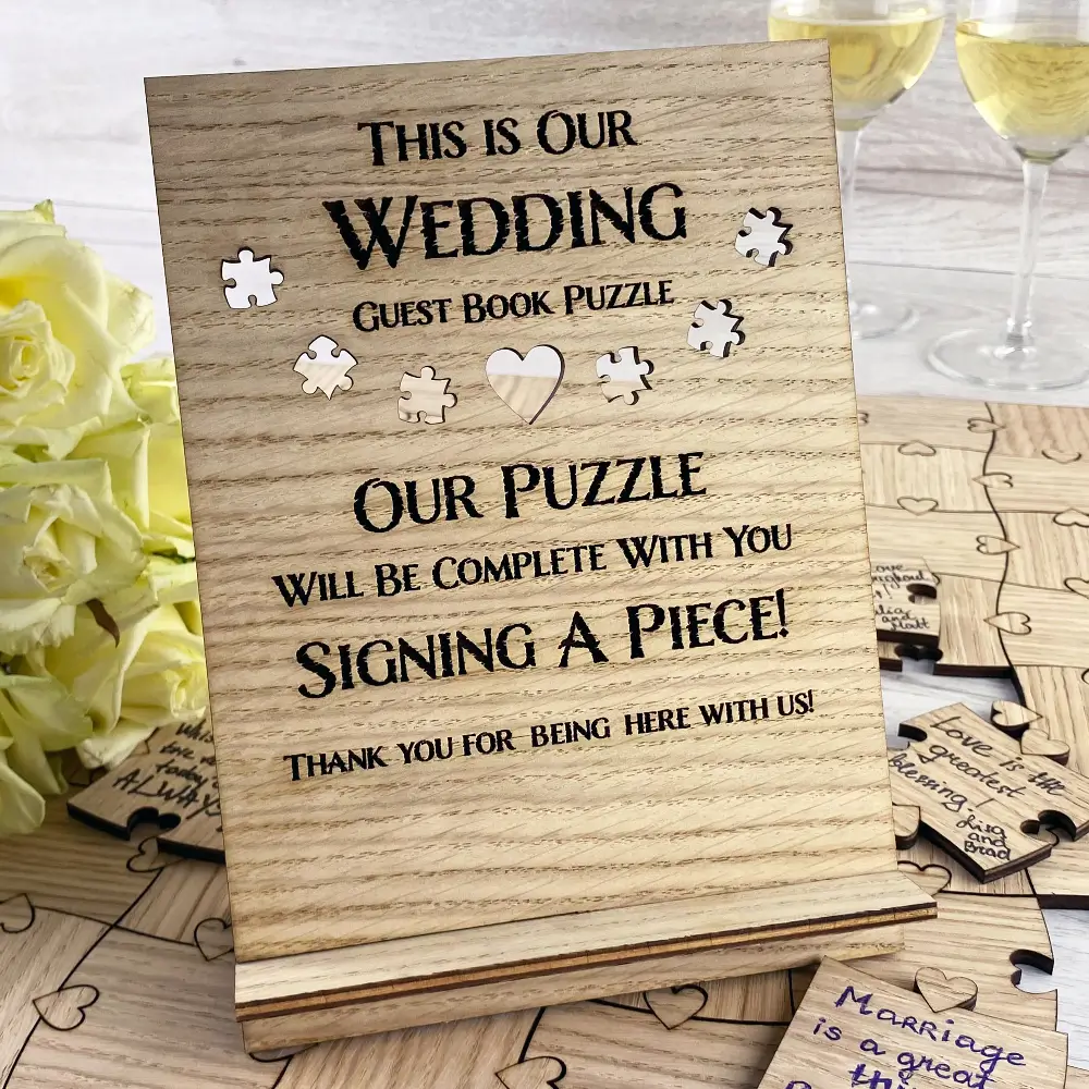 Guest book puzzle sign