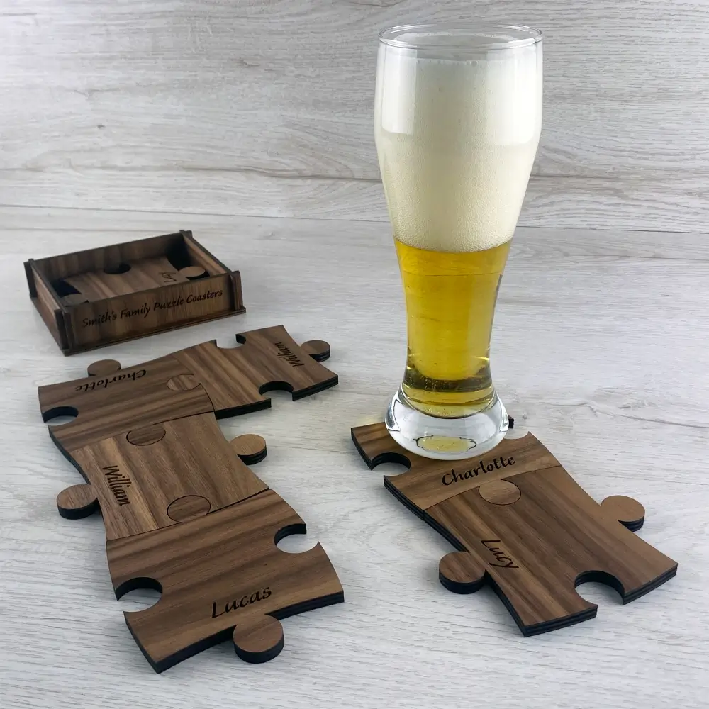 Engraved wooden coasters