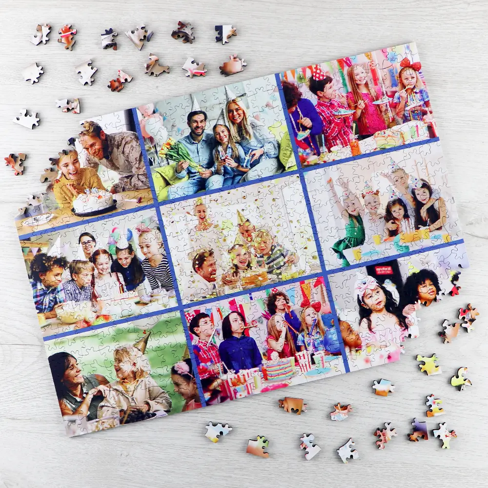 Wooden photo collage puzzle